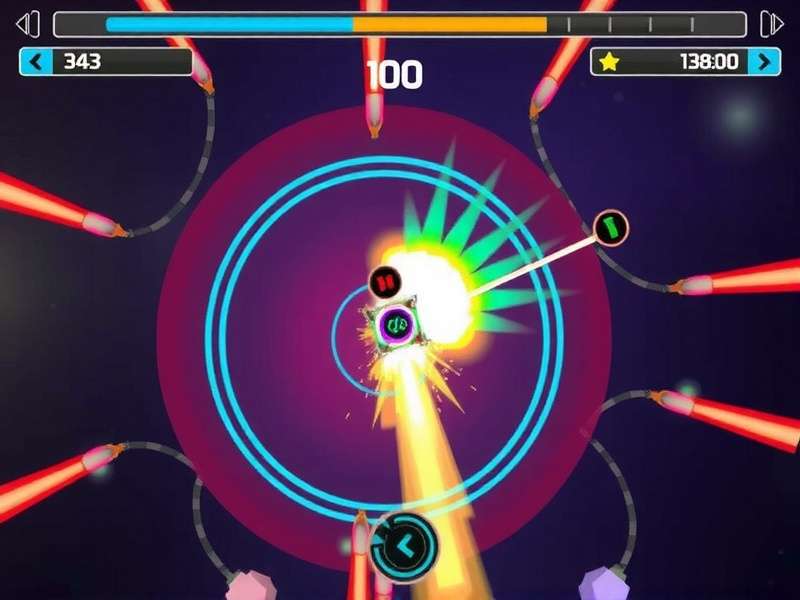 Turbo Spin Blaster Gameplay Screenshot Turbo Spin Blaster gameplay showing spinning mechanics and blasting action